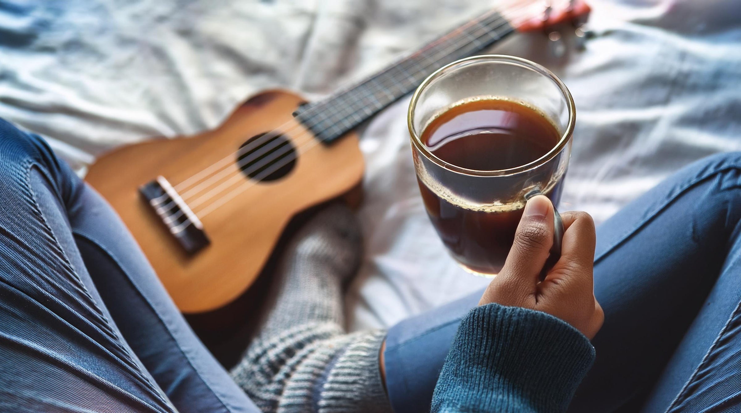 Coffee with Ukulele in background